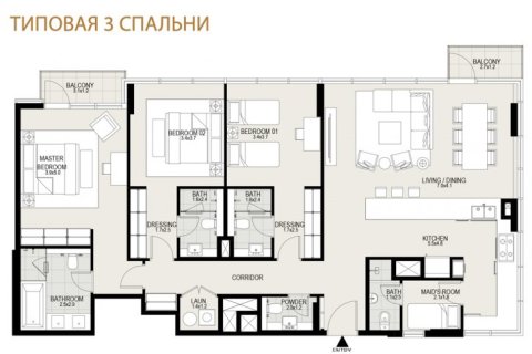 Квартира с 3 спальнями в Мохаммед Бин Рашид Сити, ОАЭ №181 13