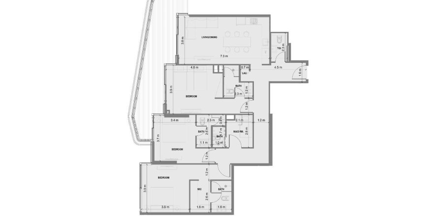3 غرف نوم شقة في Blue Marina Residence دبي, الإمارات العربية المتحدة رقم 99451