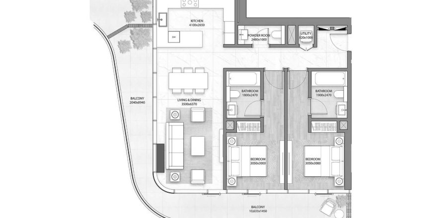 Appartement de 2 chambres à DG1 Living UAE No. 58595