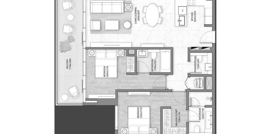 Apartment de 2 dormitorios en DG1 Living UAE No. 58594