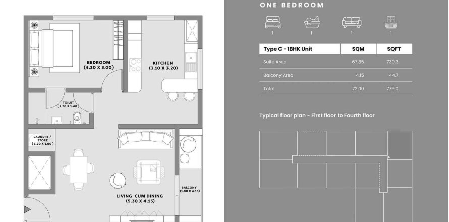 Квартира с 1 спальней в AZHA APARTMENTS, Эс Сиб, Оман №62876