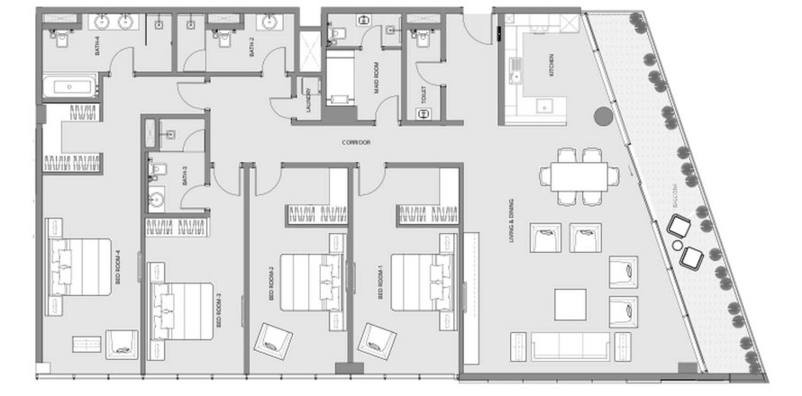 Appartement de 4 chambres à CanalView Manama, Bahrain No. 61246